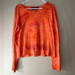 Harley-Davidson 100 Years Orange Tie-Dye Rhinestone Graphic T-Shirt Vintage XL